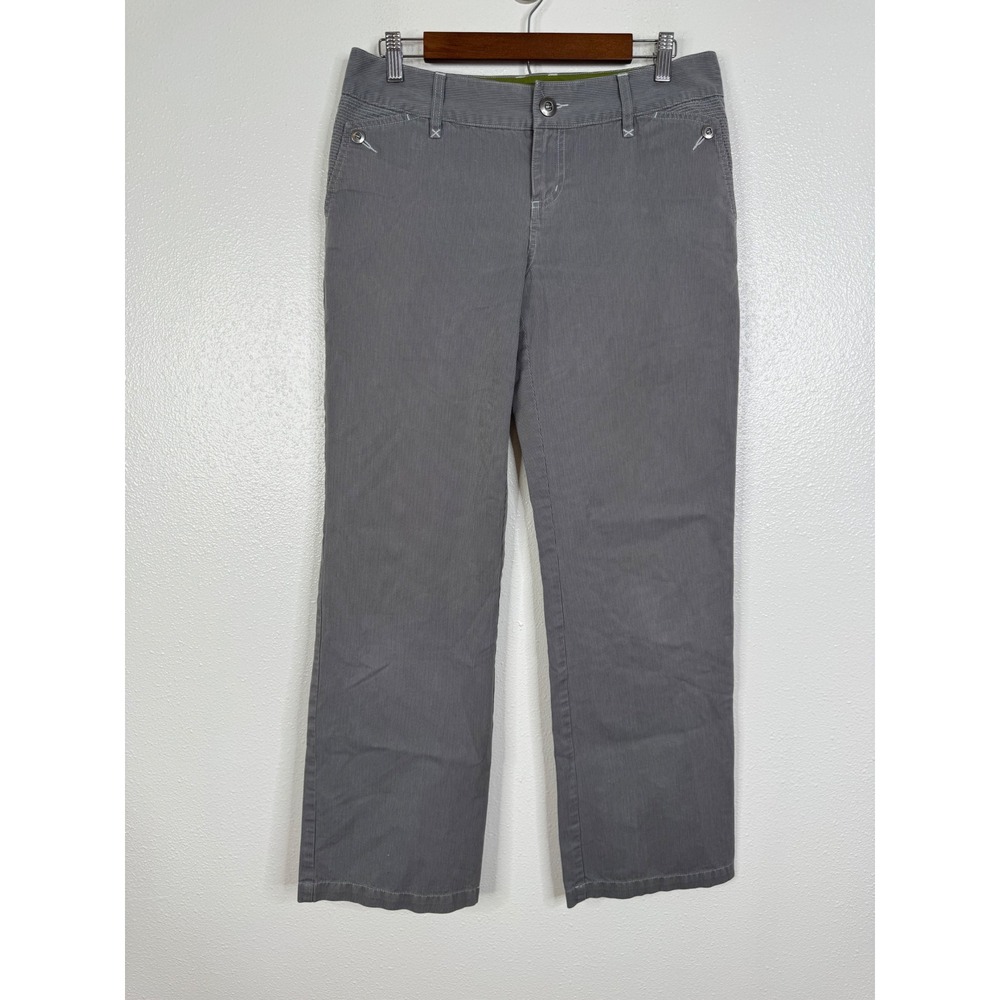 Horny Toad Womens Gray Micro Stripe Straight Leg Low Rise Pants Size 8
